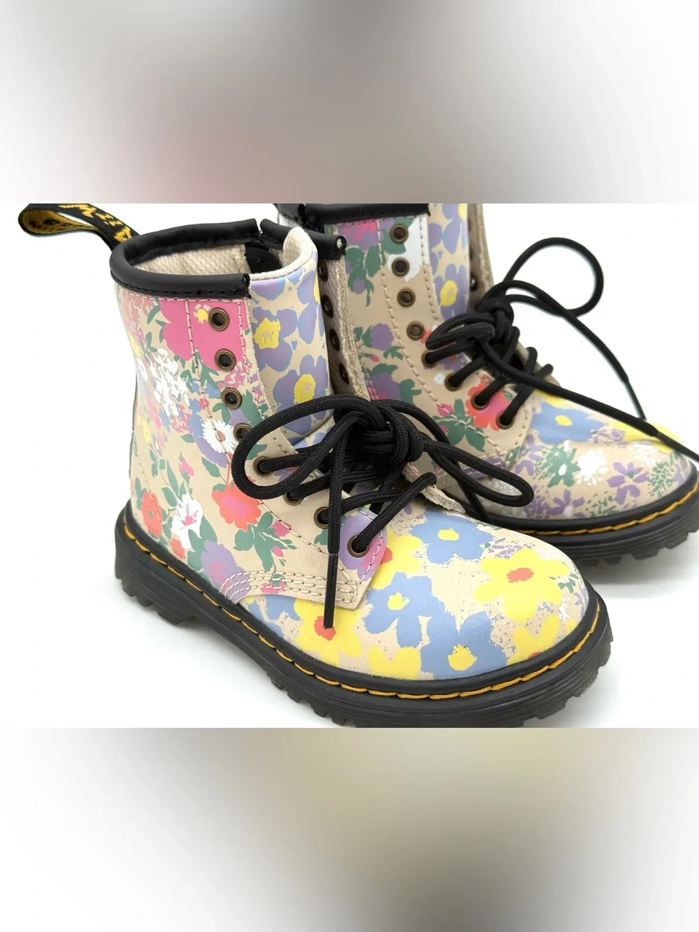 NWOT Dr. Martens Toddler 1460 Floral Mash Up Hydro Leather Lace-Up Boots US 8